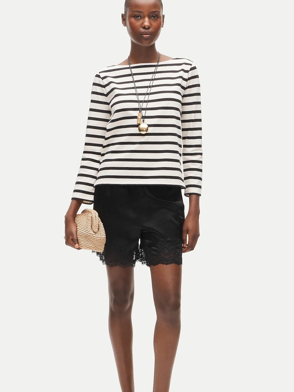 J. Crew Striped Boatneck Cotton Tee For Women S